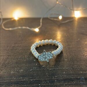 Elegant Pearl Beaded Hamsa Bracelet